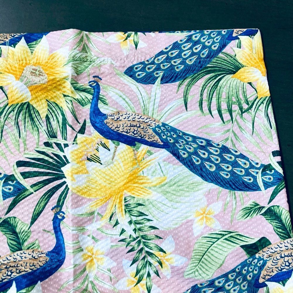 Peacock Pink Botanical Floral Fabric Water Resistant Shower Curtain
